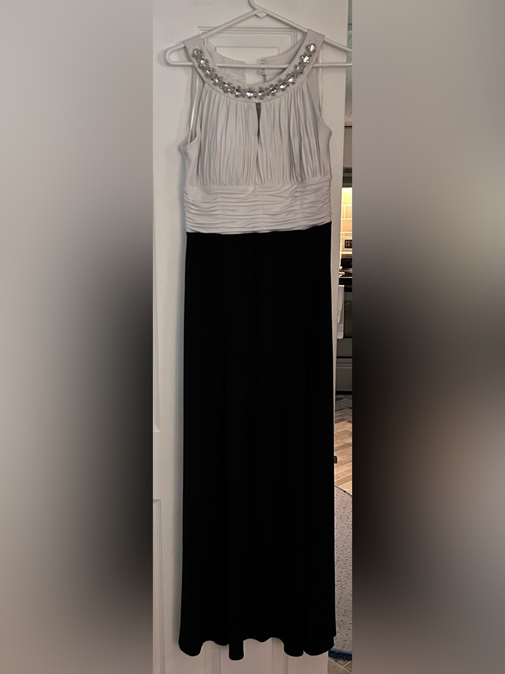 Signature by Sangria Black Maxi Skirt with White Waistband